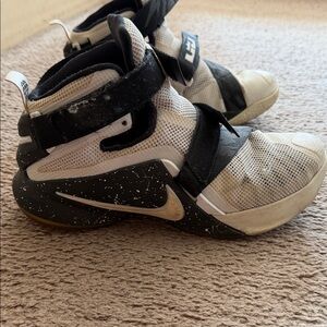 Nike LbJ Black and Cream High-Top Sneakers